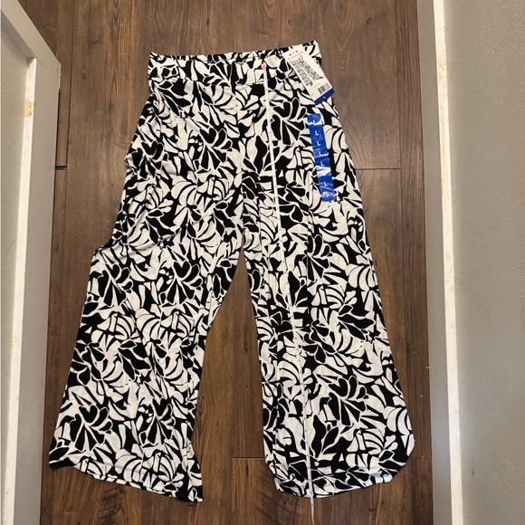 Three Dots Black and White Wide Leg Pants - Picture 1 of 4